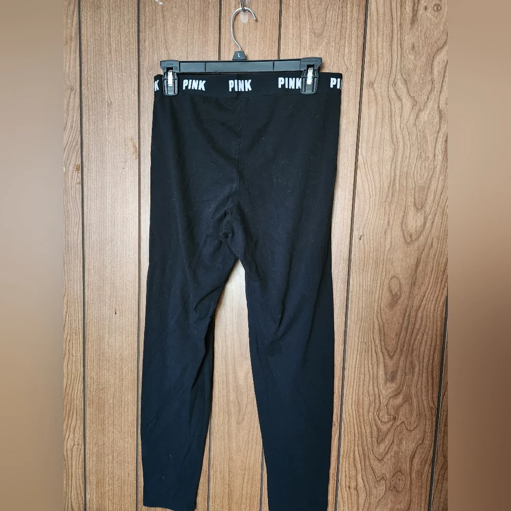 Black Victoria's Secret PINK Leggings Size Large - Picture 2 of 3
